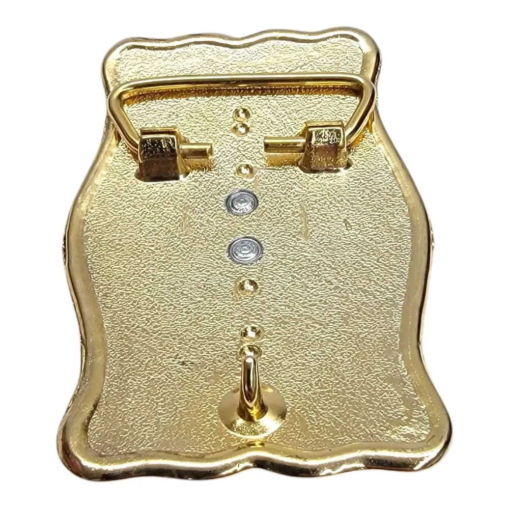 Western Horseshoe Belt Buckle Blank Floral Gold Black For 30x40mm Gemstone